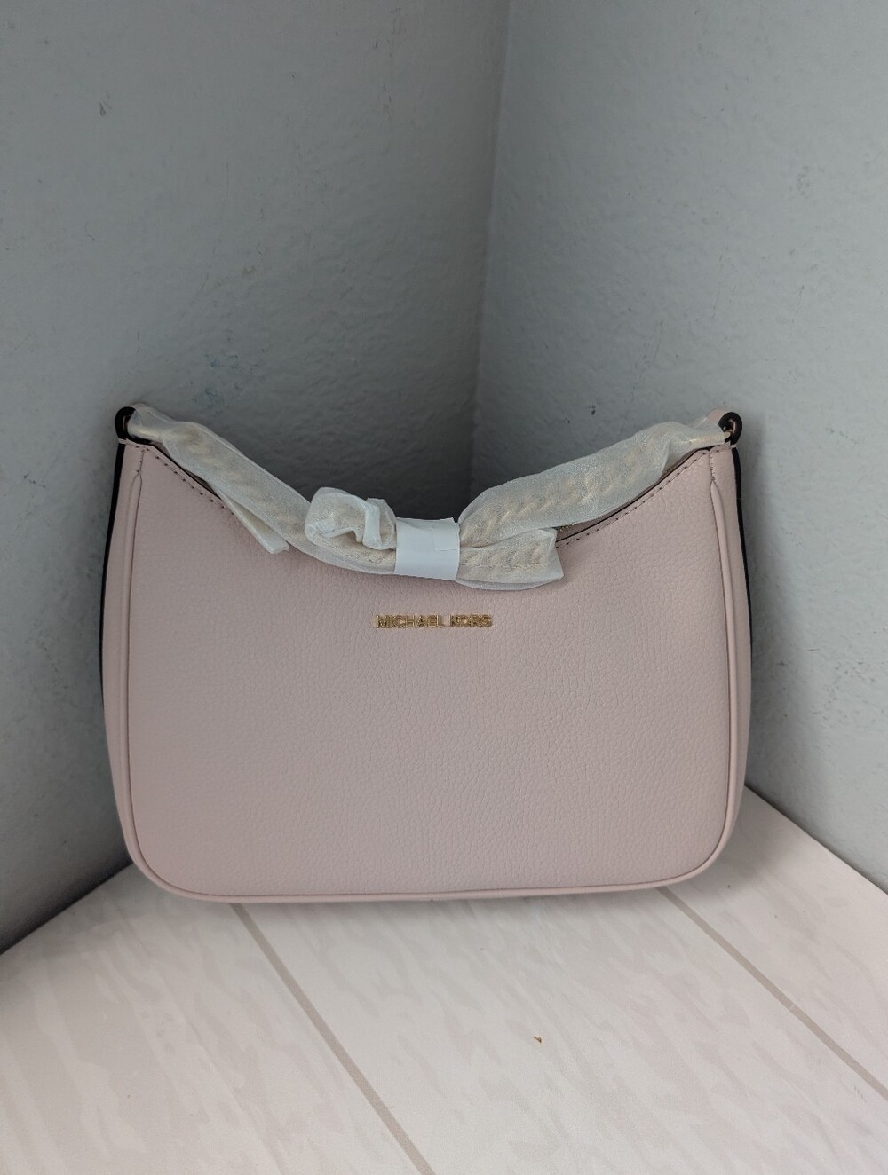 NWT Michael Kors Jet Set Large Pebbled Leather Convertible Crossbody Bag Pink